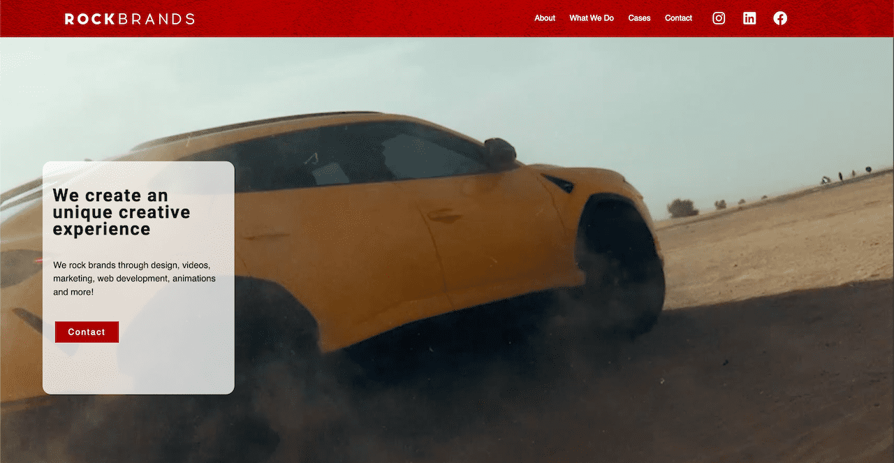 The Rock Brands site after its redesign